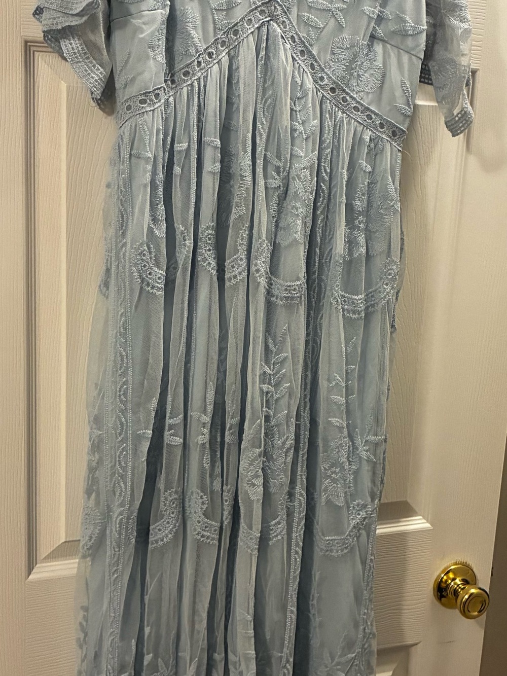 Pinkblush Light Blue Embroidered Boho Maxi Dress